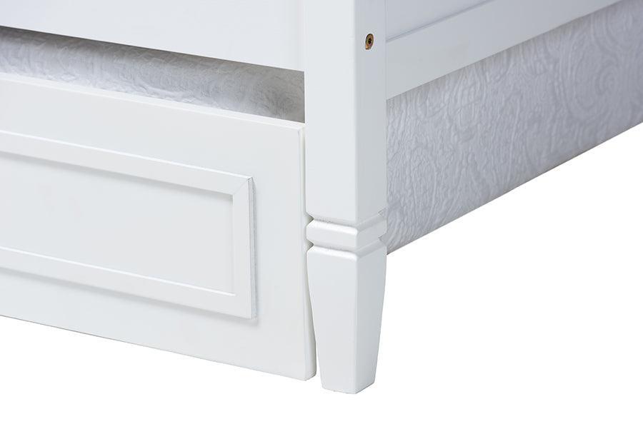 Mariana Classic and Traditional White Finished Wood Full Size Daybed with Twin Size trundle FredCo