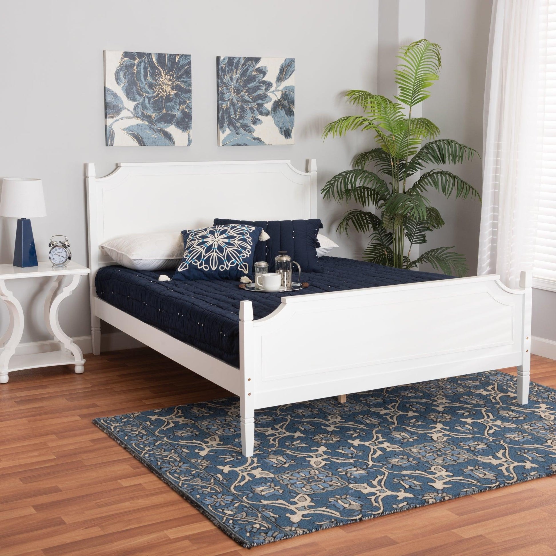 Mariana Classic and Traditional White Finished Wood Queen Size Platform Bed FredCo