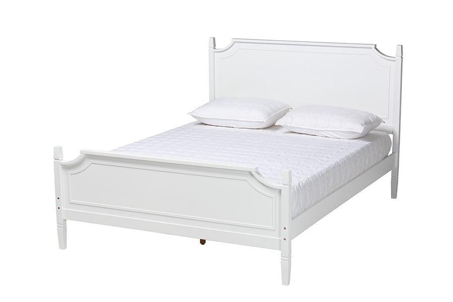 Mariana Classic and Traditional White Finished Wood Queen Size Platform Bed FredCo