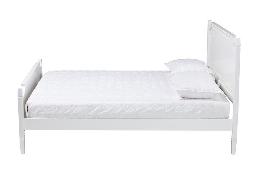 Mariana Classic and Traditional White Finished Wood Queen Size Platform Bed FredCo