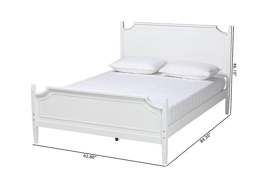Mariana Classic and Traditional White Finished Wood Queen Size Platform Bed FredCo