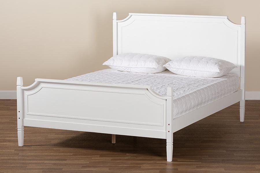 Mariana Classic and Traditional White Finished Wood Queen Size Platform Bed FredCo