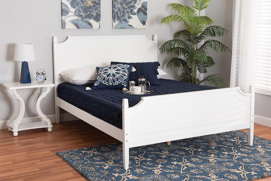 Mariana Classic and Traditional White Finished Wood Queen Size Platform Bed FredCo