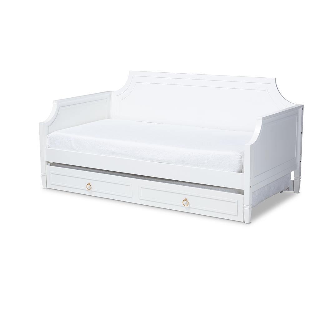 Mariana Classic and Traditional White Finished Wood Twin Size Daybed with Trundle FredCo