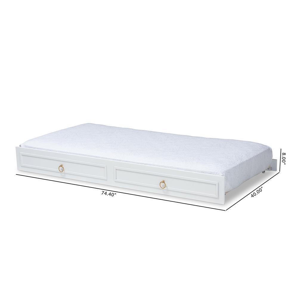 Mariana Classic and Traditional White Finished Wood Twin Size Trundle FredCo