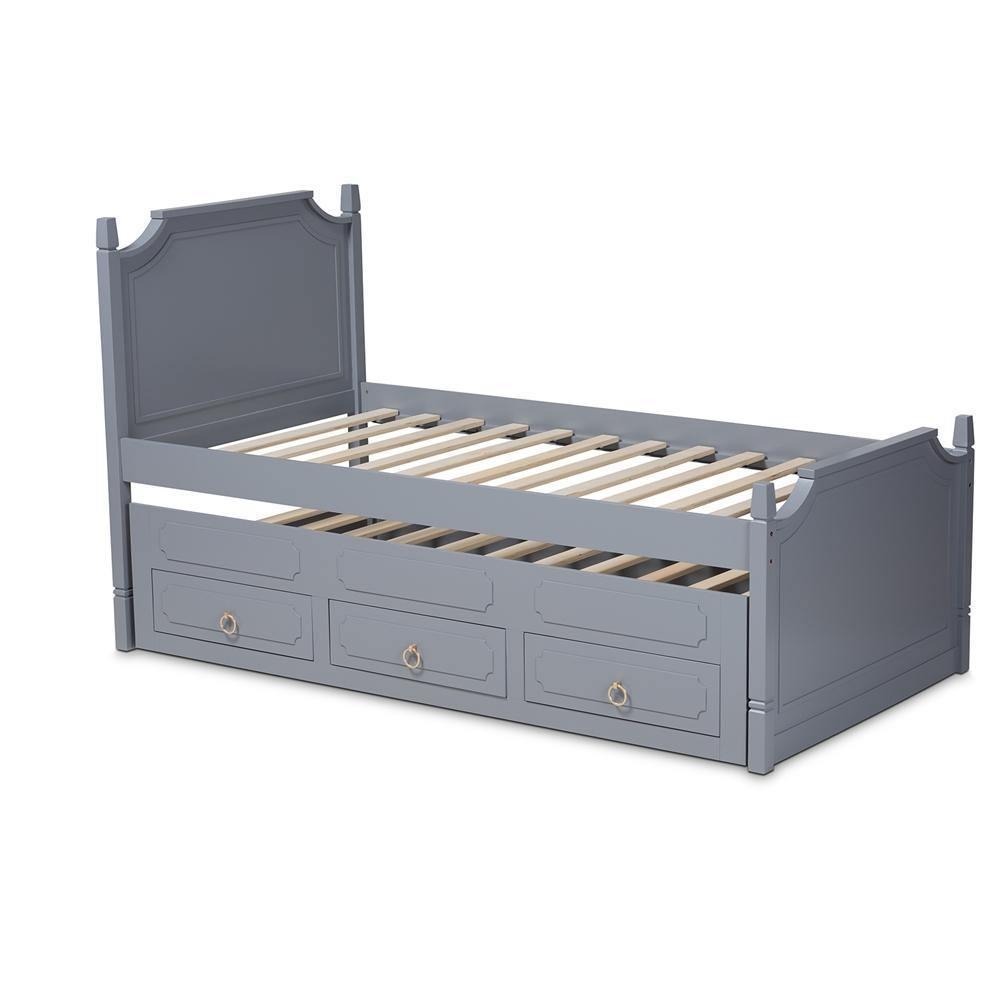 Mariana Traditional Transitional Grey Finished Wood Twin Size 3-Drawer Storage Bed with Pull-Out Trundle Bed FredCo