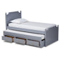 Mariana Traditional Transitional Grey Finished Wood Twin Size 3-Drawer Storage Bed with Pull-Out Trundle Bed FredCo