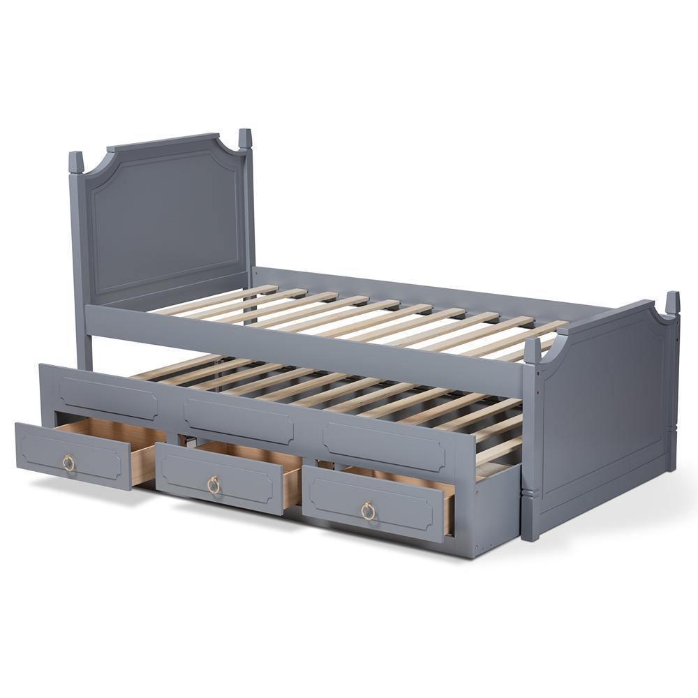 Mariana Traditional Transitional Grey Finished Wood Twin Size 3-Drawer Storage Bed with Pull-Out Trundle Bed FredCo