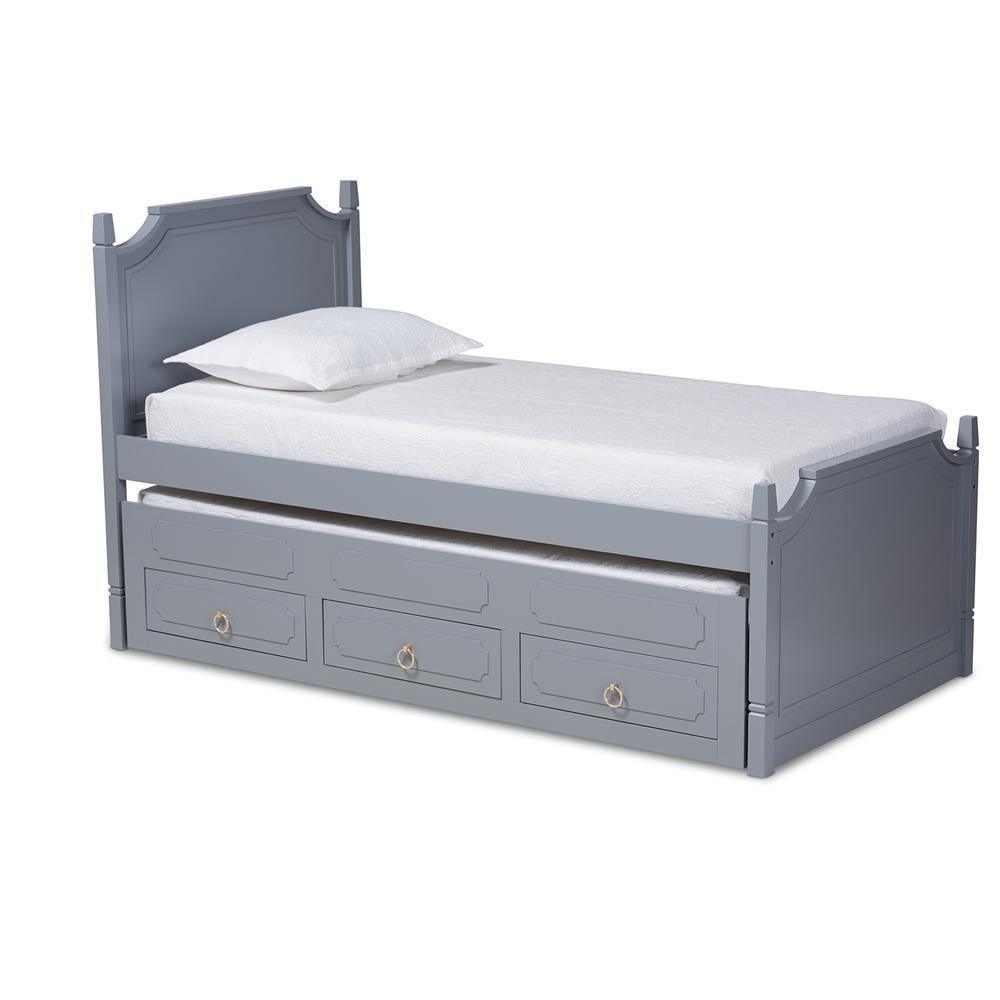 Mariana Traditional Transitional Grey Finished Wood Twin Size 3-Drawer Storage Bed with Pull-Out Trundle Bed FredCo