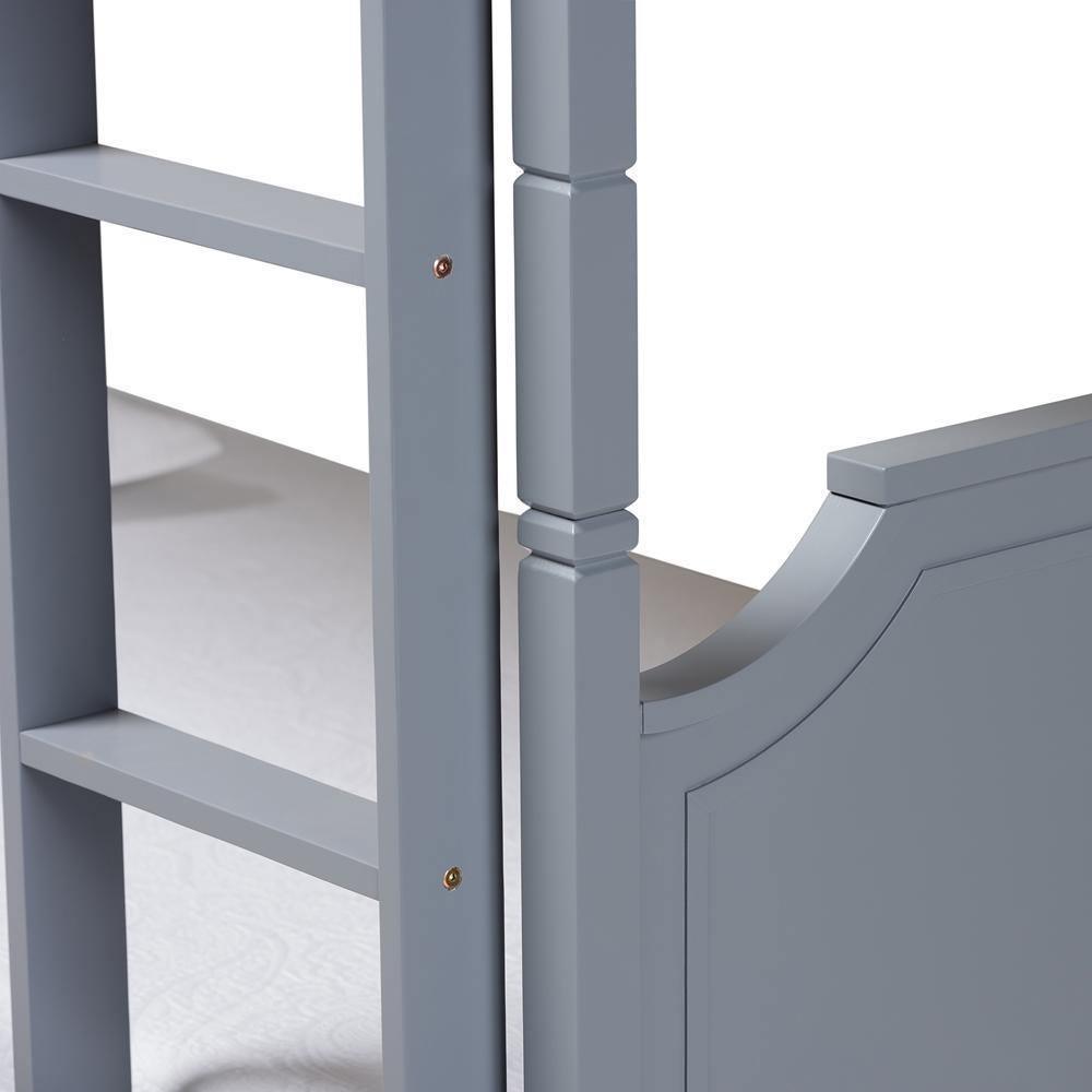 Mariana Traditional Transitional Grey Finished Wood Twin Size Bunk Bed FredCo