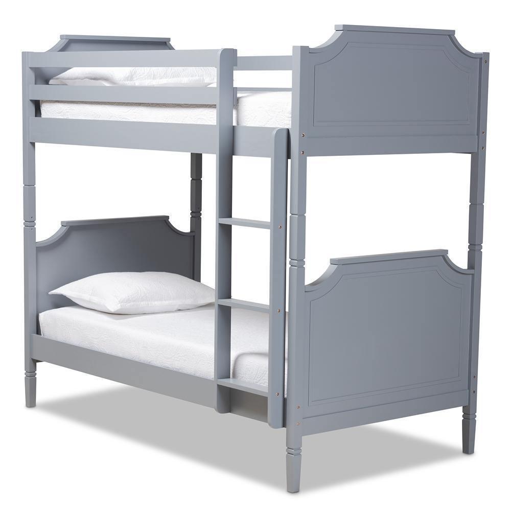 Mariana Traditional Transitional Grey Finished Wood Twin Size Bunk Bed FredCo