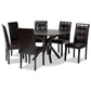 Marie Modern and Contemporary Dark Brown Faux Leather Upholstered and Dark brown Finished Wood 7-Piece Dining Set FredCo