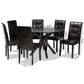 Marie Modern and Contemporary Dark Brown Faux Leather Upholstered and Dark brown Finished Wood 7-Piece Dining Set FredCo