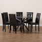 Marie Modern and Contemporary Dark Brown Faux Leather Upholstered and Dark brown Finished Wood 7-Piece Dining Set FredCo
