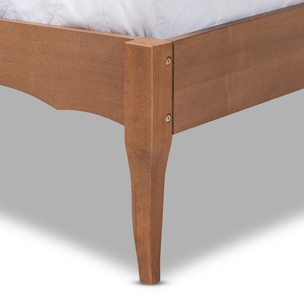 Marieke Vintage French Inspired Ash Wanut Finished Wood and Synthetic Rattan Queen Size Platform Bed FredCo