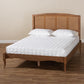 Marieke Vintage French Inspired Ash Wanut Finished Wood and Synthetic Rattan Queen Size Platform Bed FredCo