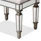Marielle Hollywood Regency Glamour Style Off White Fabric Upholstered Mirrored Ottoman Vanity Bench FredCo