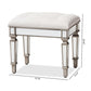 Marielle Hollywood Regency Glamour Style Off White Fabric Upholstered Mirrored Ottoman Vanity Bench FredCo