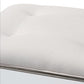 Marielle Hollywood Regency Glamour Style Off White Fabric Upholstered Mirrored Ottoman Vanity Bench FredCo