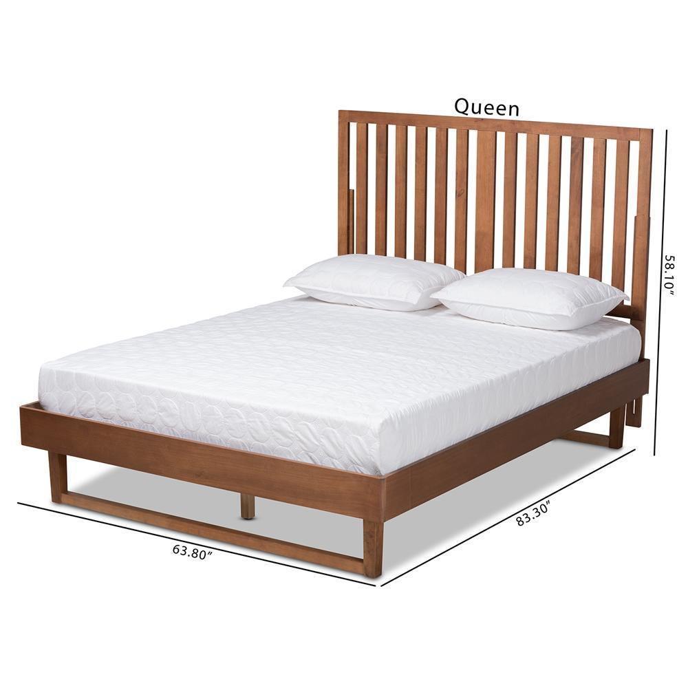 Marin Modern and Contemporary Walnut Brown Finished Wood Queen Size Platform Bed FredCo