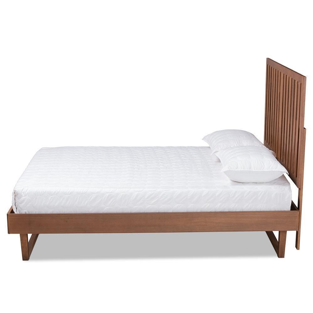 Marin Modern and Contemporary Walnut Brown Finished Wood Queen Size Platform Bed FredCo