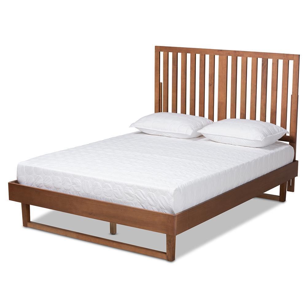 Marin Modern and Contemporary Walnut Brown Finished Wood Queen Size Platform Bed FredCo
