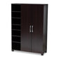 Marine Modern and Contemporary Wenge Dark Brown Finished 2-Door Wood Entryway Shoe Storage Cabinet with Open Shelves FredCo