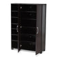 Marine Modern and Contemporary Wenge Dark Brown Finished 2-Door Wood Entryway Shoe Storage Cabinet with Open Shelves FredCo