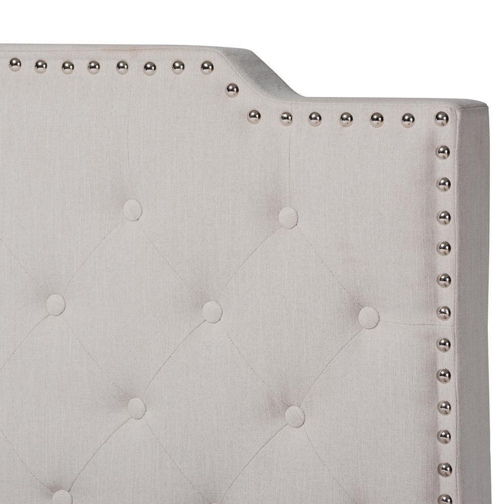 Marion Modern Transitional Beige Fabric Upholstered Button Tufted Full Size Panel Bed FredCo