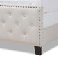 Marion Modern Transitional Beige Fabric Upholstered Button Tufted King Size Panel Bed FredCo