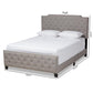 Marion Modern Transitional Grey Fabric Upholstered Button Tufted Queen Size Panel Bed FredCo