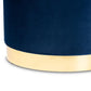 Marisa Glam and Luxe Navy Blue Velvet Fabric Upholstered Gold Finished Storage Ottoman FredCo