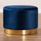 Marisa Glam and Luxe Navy Blue Velvet Fabric Upholstered Gold Finished Storage Ottoman FredCo