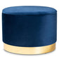 Marisa Glam and Luxe Navy Blue Velvet Fabric Upholstered Gold Finished Storage Ottoman FredCo