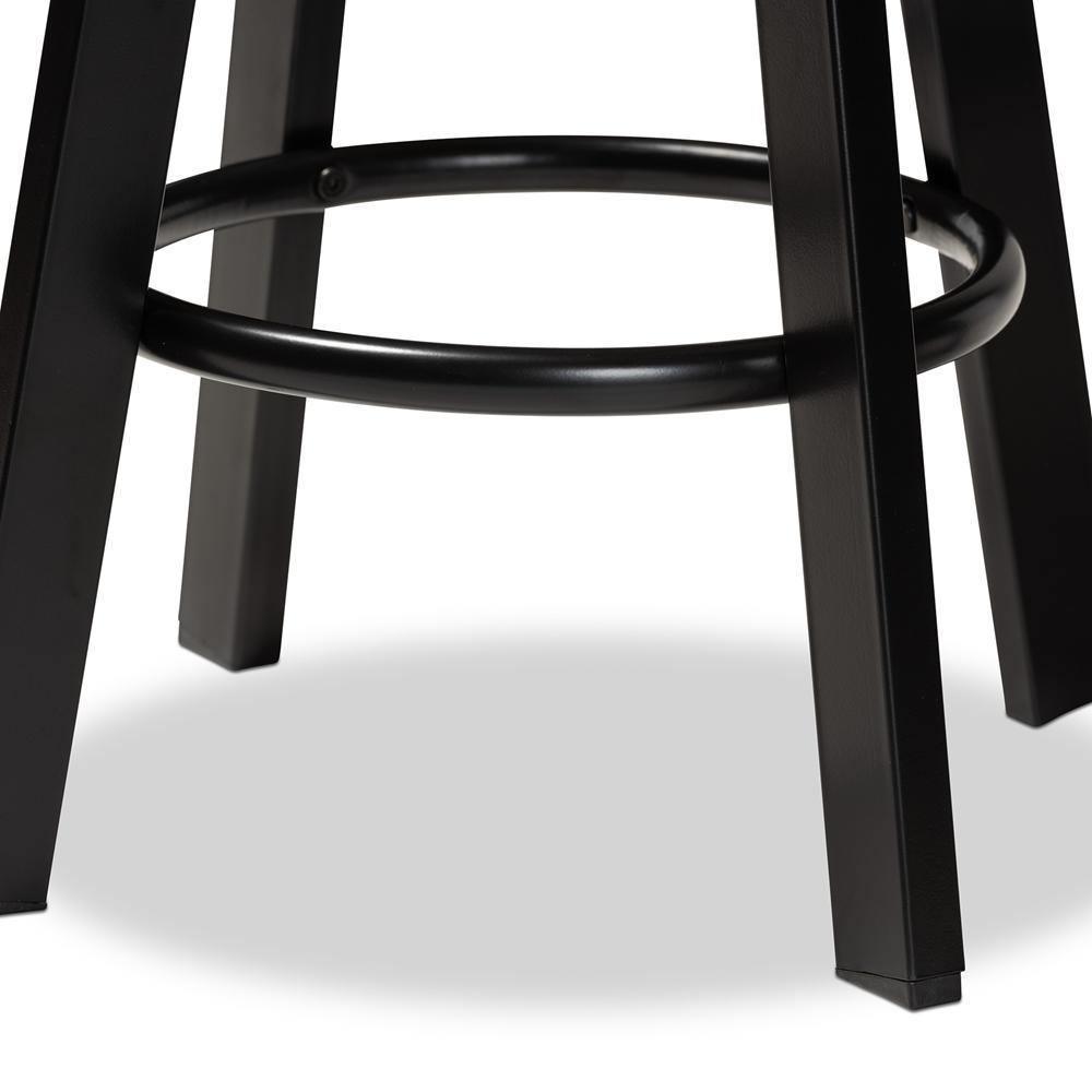 Maritta Vintage Industrial Rustic Walnut Finished Wood and Black Metal 2-Piece Adjustable Swivel Bar Stool Set FredCo