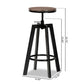 Maritta Vintage Industrial Rustic Walnut Finished Wood and Black Metal 2-Piece Adjustable Swivel Bar Stool Set FredCo