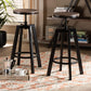 Maritta Vintage Industrial Rustic Walnut Finished Wood and Black Metal 2-Piece Adjustable Swivel Bar Stool Set FredCo