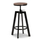 Maritta Vintage Industrial Rustic Walnut Finished Wood and Black Metal 3-Piece Height Adjustable Bar Pub Set FredCo