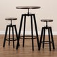 Maritta Vintage Industrial Rustic Walnut Finished Wood and Black Metal 3-Piece Height Adjustable Bar Pub Set FredCo