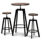 Maritta Vintage Industrial Rustic Walnut Finished Wood and Black Metal 3-Piece Height Adjustable Bar Pub Set FredCo