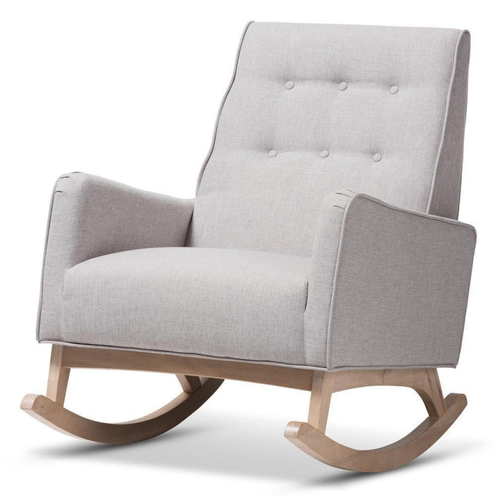 Marlena Mid-Century Modern Greyish Beige Fabric Upholstered Whitewash ...