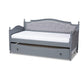Marlie Classic and Traditional Grey Fabric Upholstered Grey Finished Wood Twin Size Daybed with Trundle FredCo