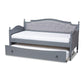 Marlie Classic and Traditional Grey Fabric Upholstered Grey Finished Wood Twin Size Daybed with Trundle FredCo