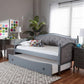 Marlie Classic and Traditional Grey Fabric Upholstered Grey Finished Wood Twin Size Daybed with Trundle FredCo