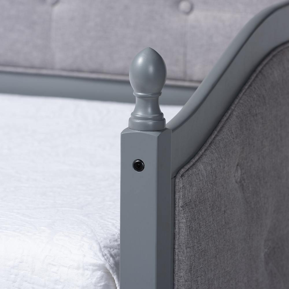 Marlie Classic and Traditional Grey Fabric Upholstered Grey Finished Wood Twin Size Daybed with Trundle FredCo
