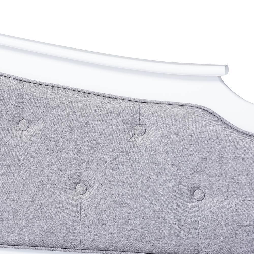 Marlie Classic and Traditional Grey Fabric Upholstered White Finished Wood Twin Size Daybed with Trundle FredCo
