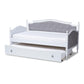 Marlie Classic and Traditional Grey Fabric Upholstered White Finished Wood Twin Size Daybed with Trundle FredCo