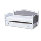 Marlie Classic and Traditional Grey Fabric Upholstered White Finished Wood Twin Size Daybed with Trundle FredCo