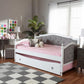 Marlie Classic and Traditional Grey Fabric Upholstered White Finished Wood Twin Size Daybed with Trundle FredCo