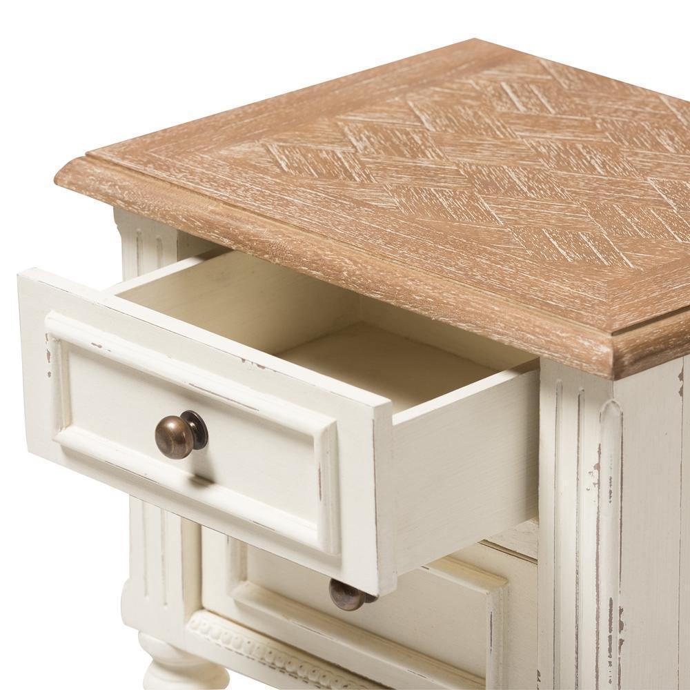 Marquetterie French Provincial Style Weathered Oak and White Wash Dist